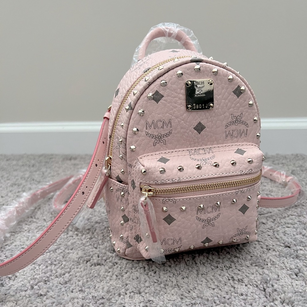 MCM Powder Pink X-Mini Backpack (Discontinued stud style)